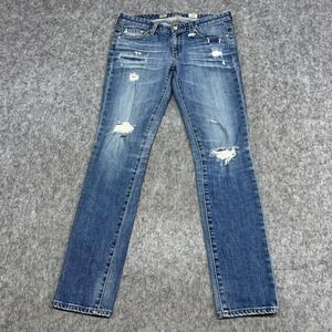 AG Adriano Goldschmied Stilt Jeans Womens 27R Blue Low Rise Straight Distress